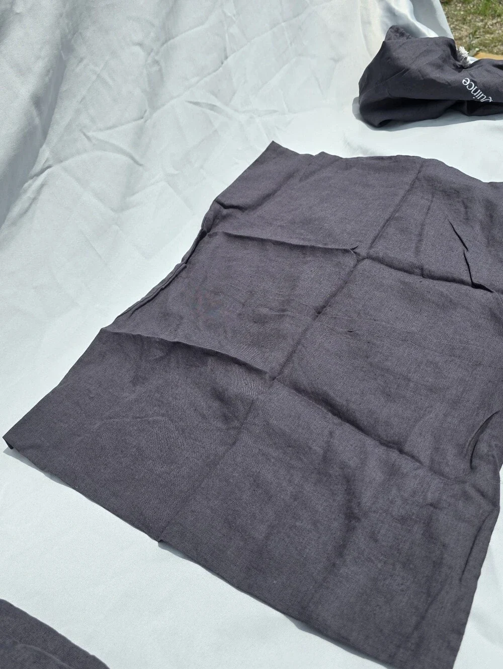Quince Twin 100% European Linen Charcoal  1 Standard Sham Duvet Cover